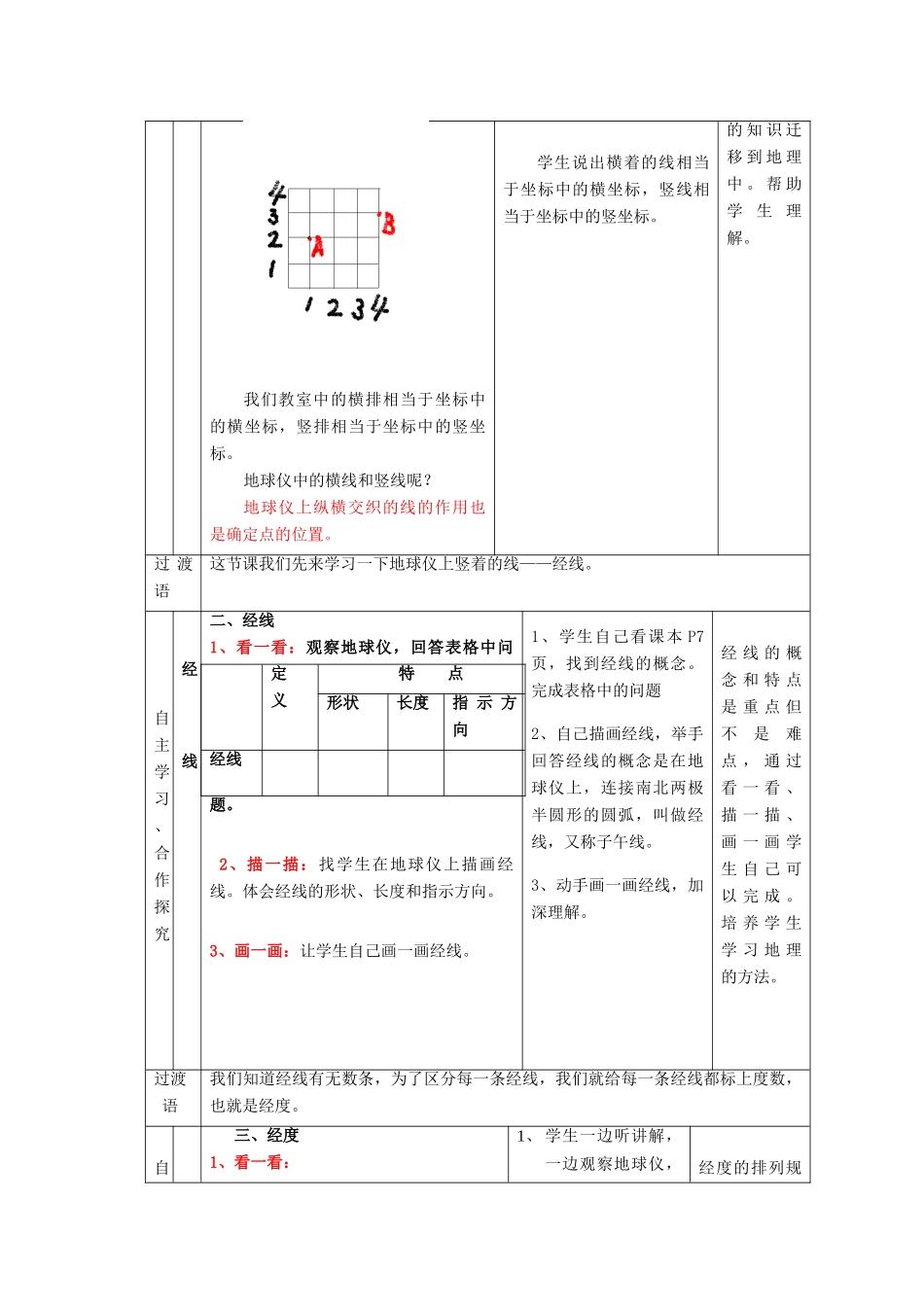 （水滴系列）七年级地理上册 第一章 第二节 地球仪和经纬网（第1课时）教案 （新版）商务星球版-（新版）商务星球版初中七年级上册地理教案_第3页