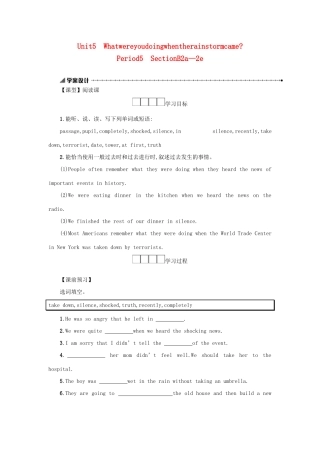 八年级英语下册 Unit 5 What were you doing when the rainstorm came（Period5 SectionB2a—2e）学案设计 （新版）人教新目标版-（新版）人教新目标版初中八年级下册英语学案