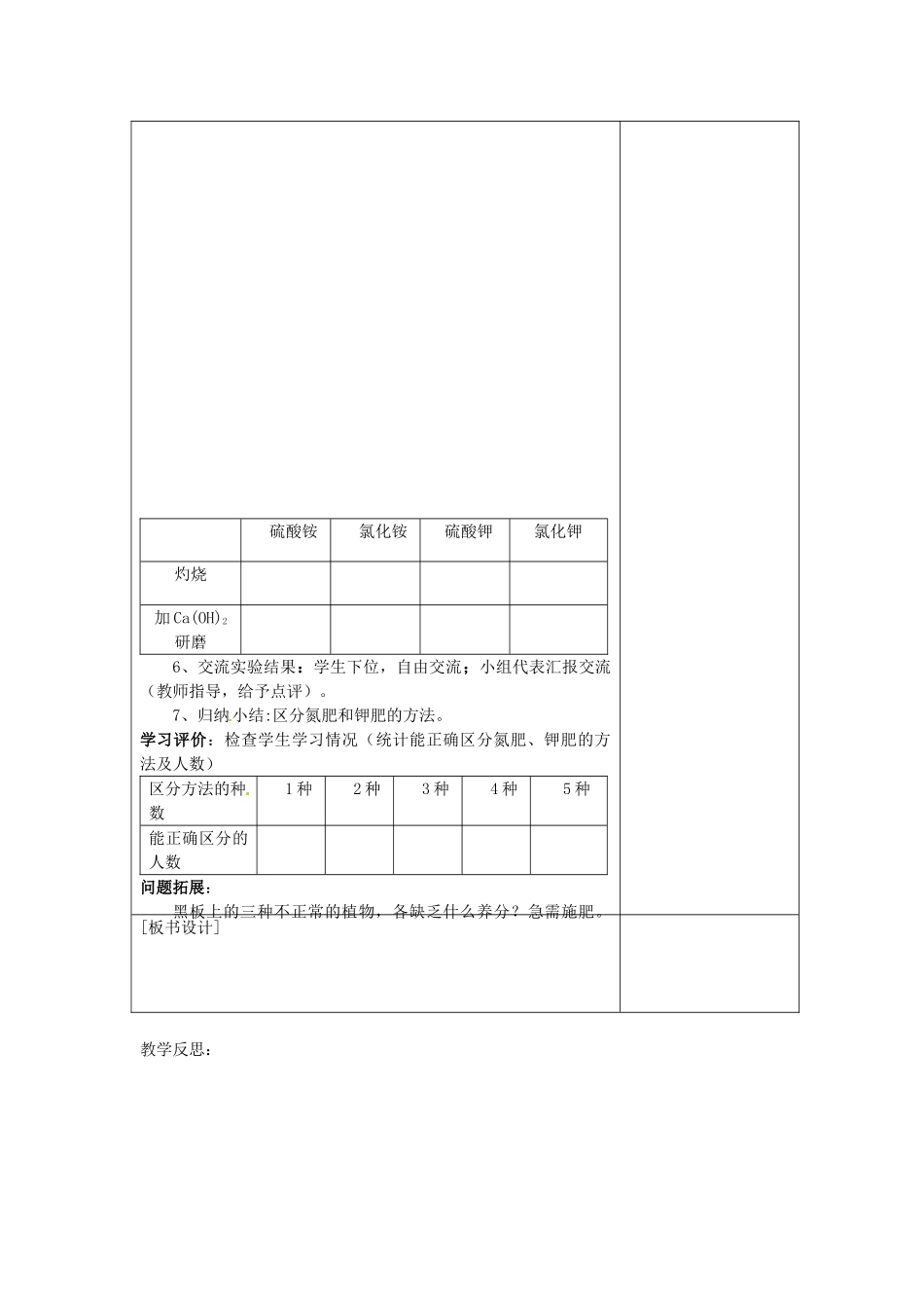 江苏省连云港市岗埠中学九年级化学下册 第十一单元 课题2《化学肥料》教案2 （新版）新人教版_第2页