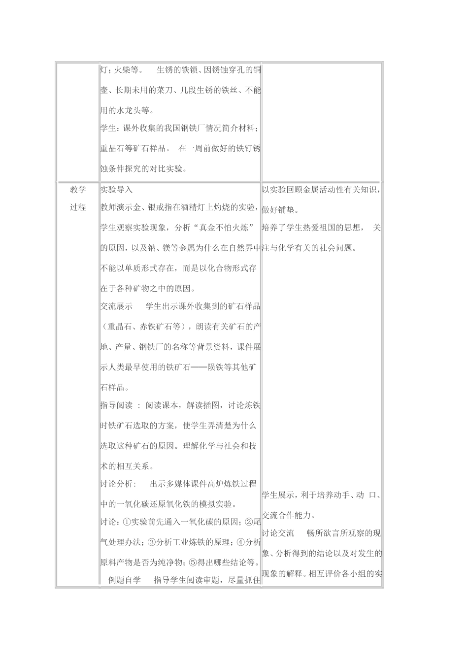 春九年级化学下册 第八单元 金属和金属材料 课题3 金属资源的利用和保护教案 新人教版-新人教版初中九年级下册化学教案_第2页