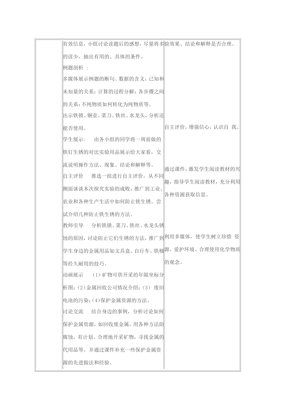 春九年级化学下册 第八单元 金属和金属材料 课题3 金属资源的利用和保护教案 新人教版-新人教版初中九年级下册化学教案_第3页