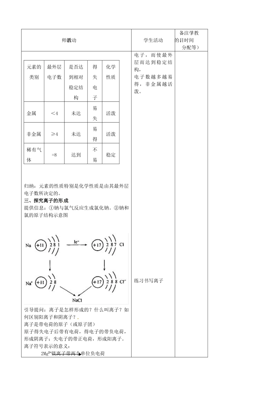 吉林省四平市第十七中学九年级化学上册《3.2 原子的结构》教案2 （新版）新人教版_第3页