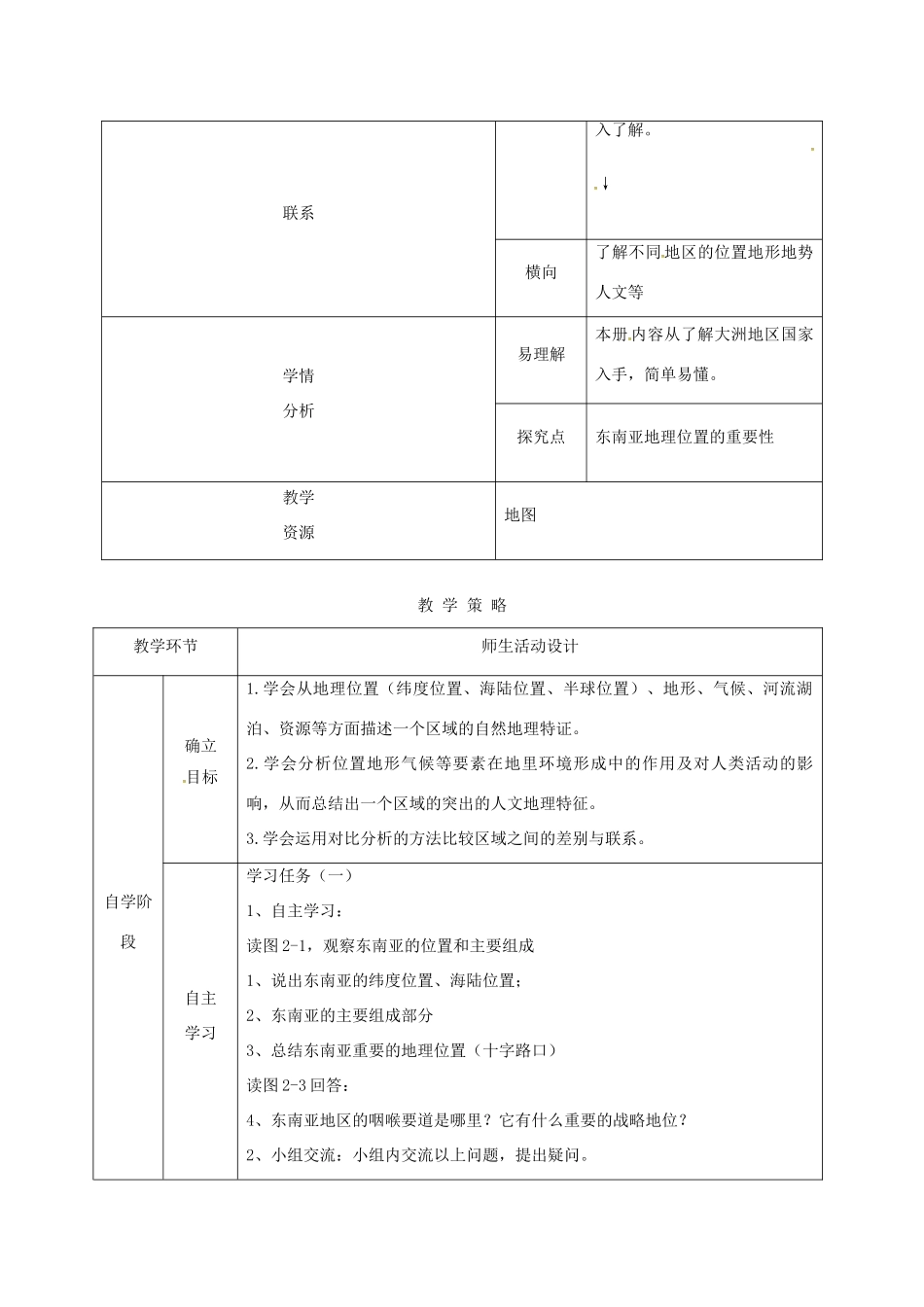 甘肃省临泽县七年级地理下册 第七章 第一节 东南亚教学设计 （新版）湘教版-（新版）湘教版初中七年级下册地理教案_第2页