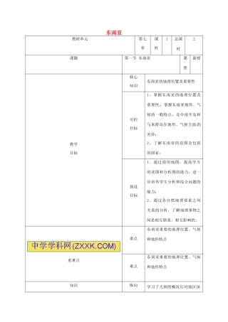 甘肃省临泽县七年级地理下册 第七章 第一节 东南亚教学设计 （新版）湘教版-（新版）湘教版初中七年级下册地理教案