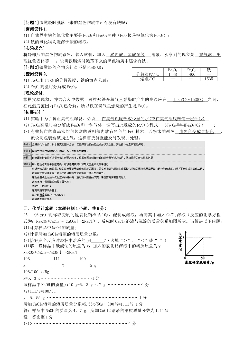 福建省厦门市九年级化学“四大名补”教育寒假提高培训讲义三_第2页
