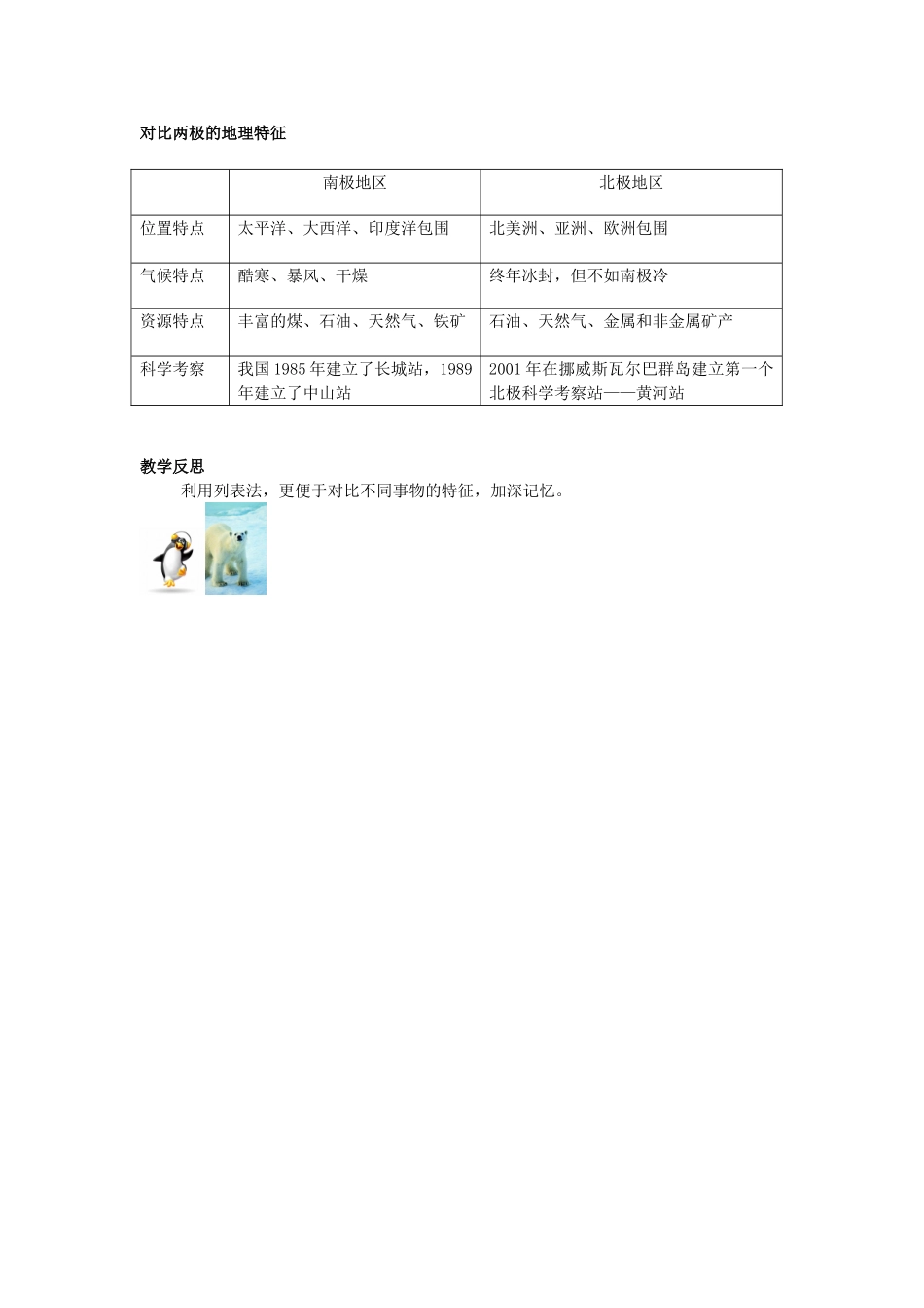 湖南省长沙市城金海双语实验学校七年级地理下册《北极地区和南极地区》教案 湘教版_第3页