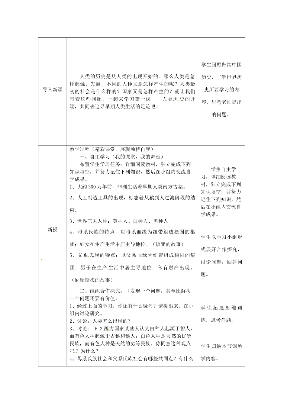 湖南省株洲县渌口镇中学九年级历史上册 第1课 史前时期的人类教案 岳麓版_第2页