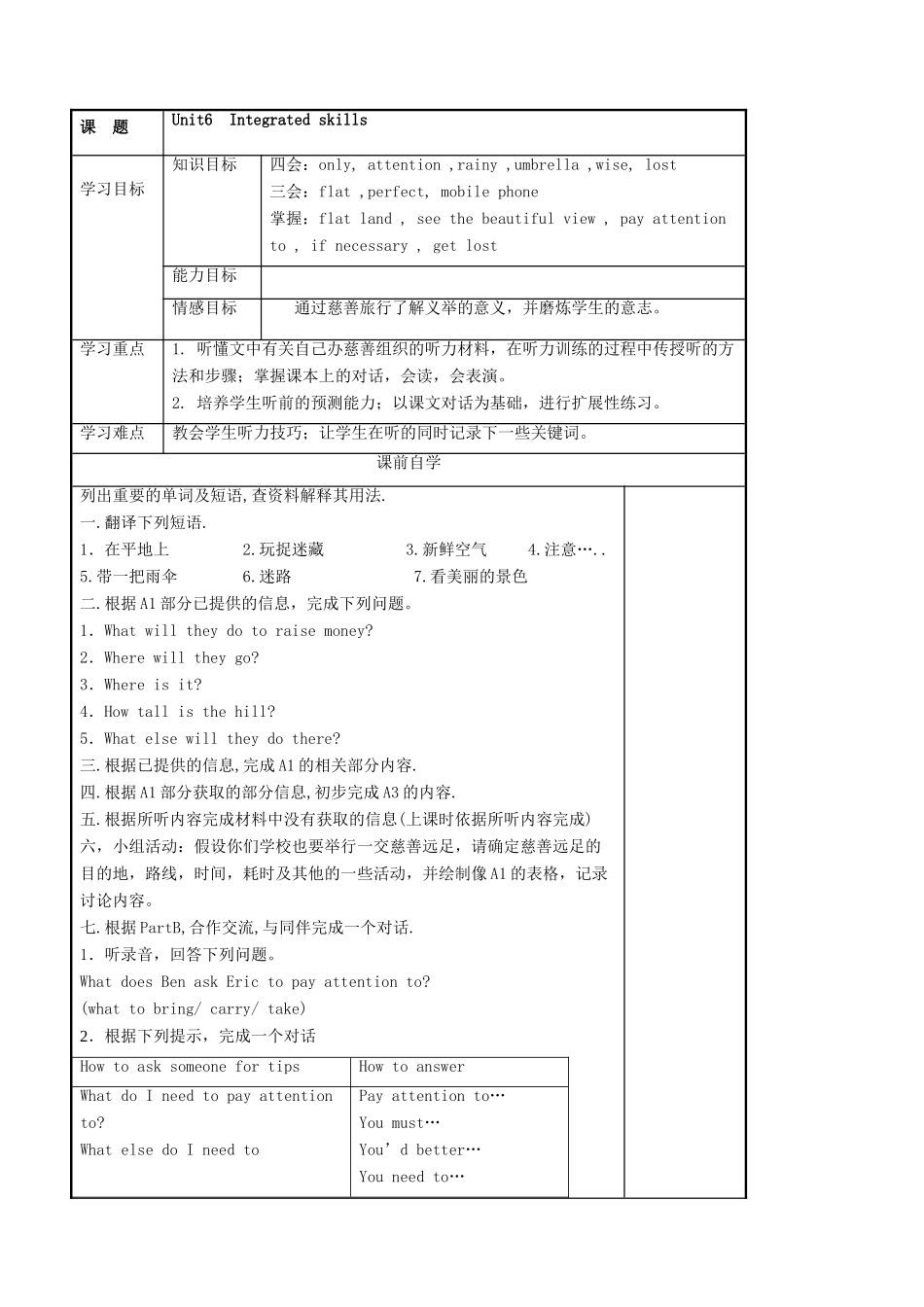 八年级英语下册 Unit 6 A charity walk Integrated skills精品学案 牛津译林版_第2页