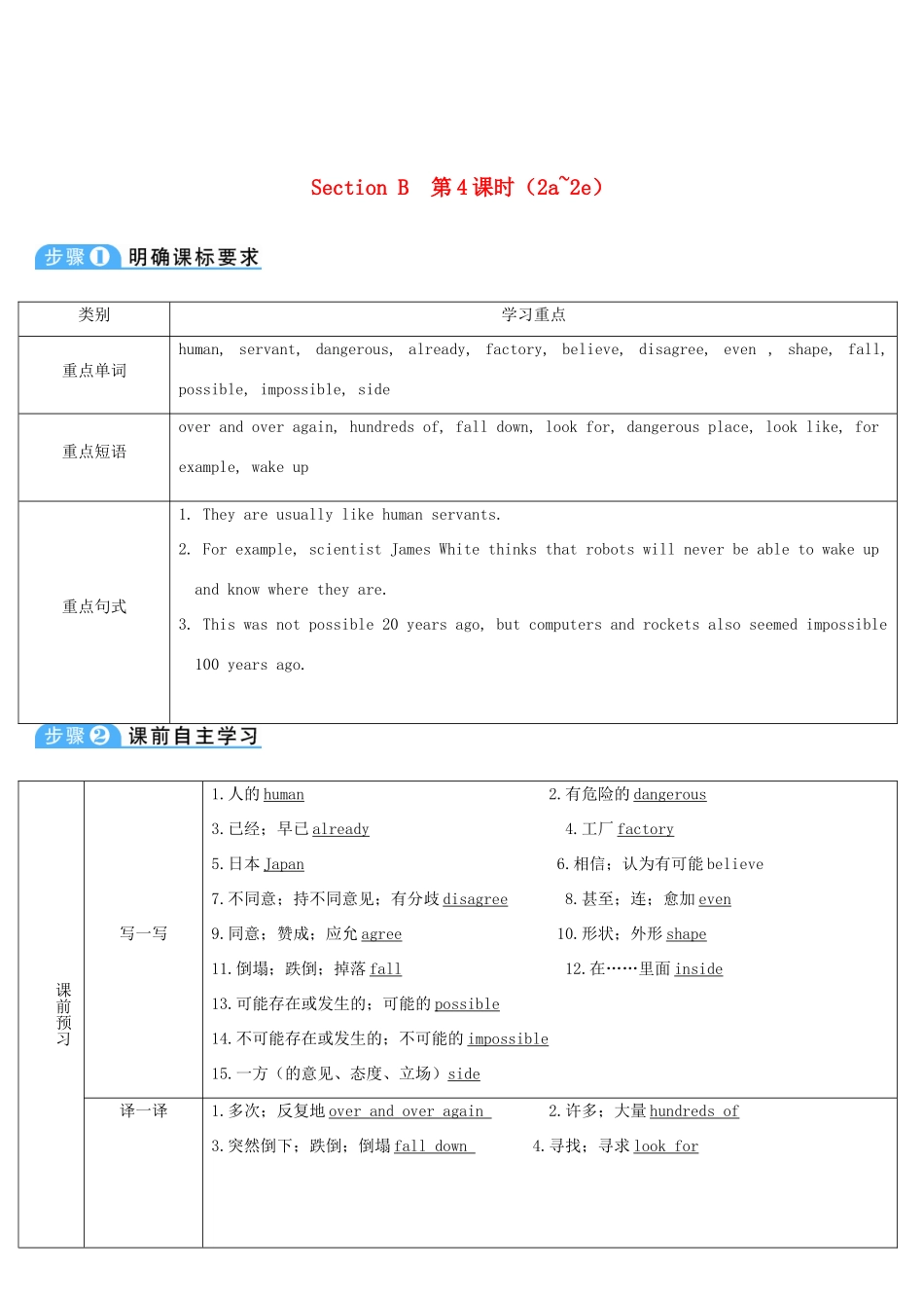 八年级英语上册 Unit 7 Will people have robots Section B 第4课时导学案 （新版）人教新目标版-（新版）人教新目标版初中八年级上册英语学案_第1页