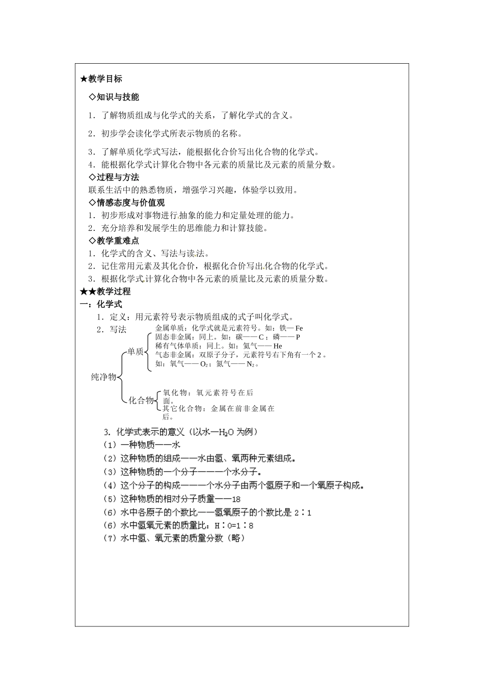 福建省建瓯市徐墩中学九年级化学上册 第三章 第三节 物质的组成教案 （新版）沪教版_第2页