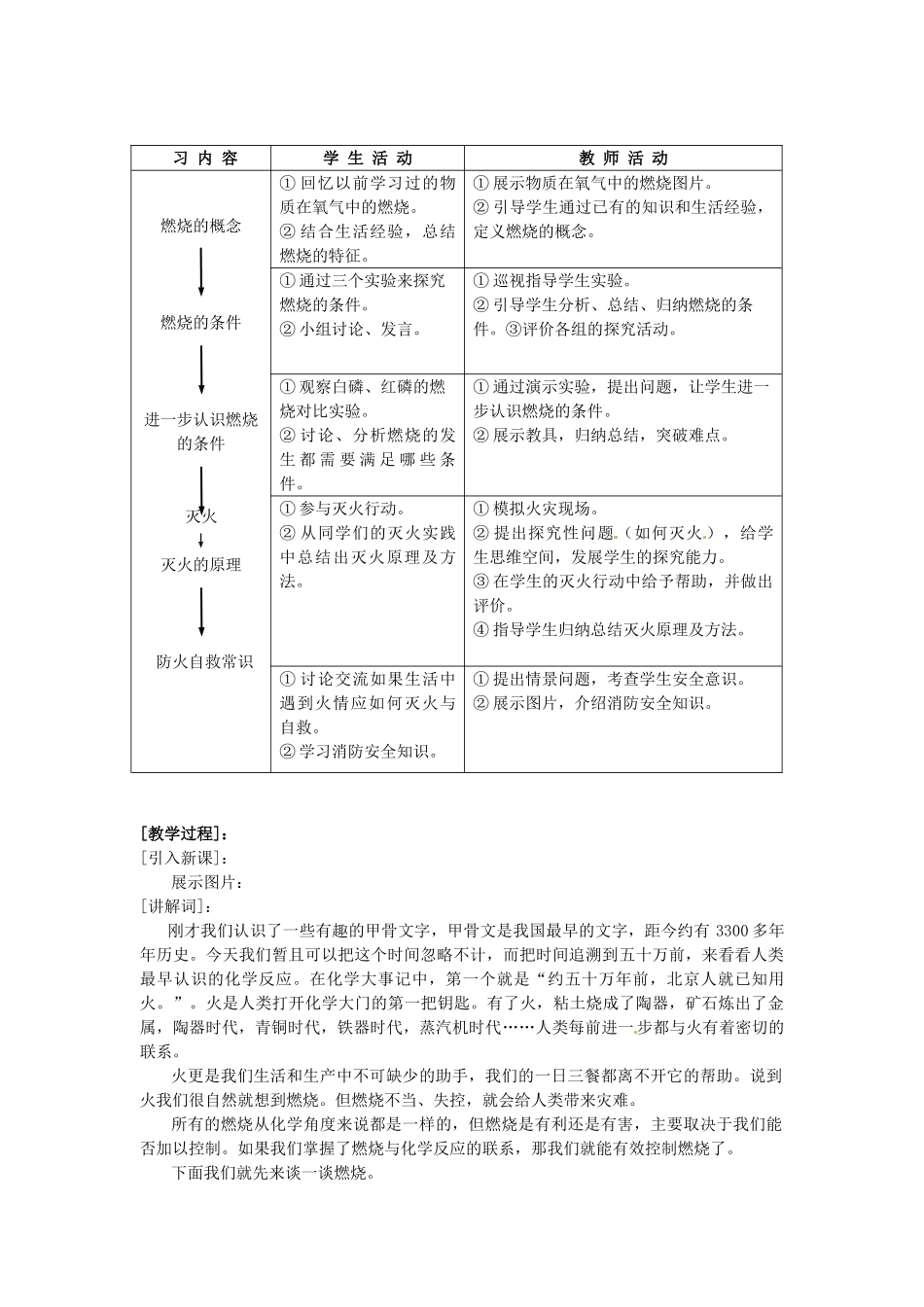 江苏省南通市实验中学九年级化学上册 7.1 燃烧与灭火教案 新人教版_第2页