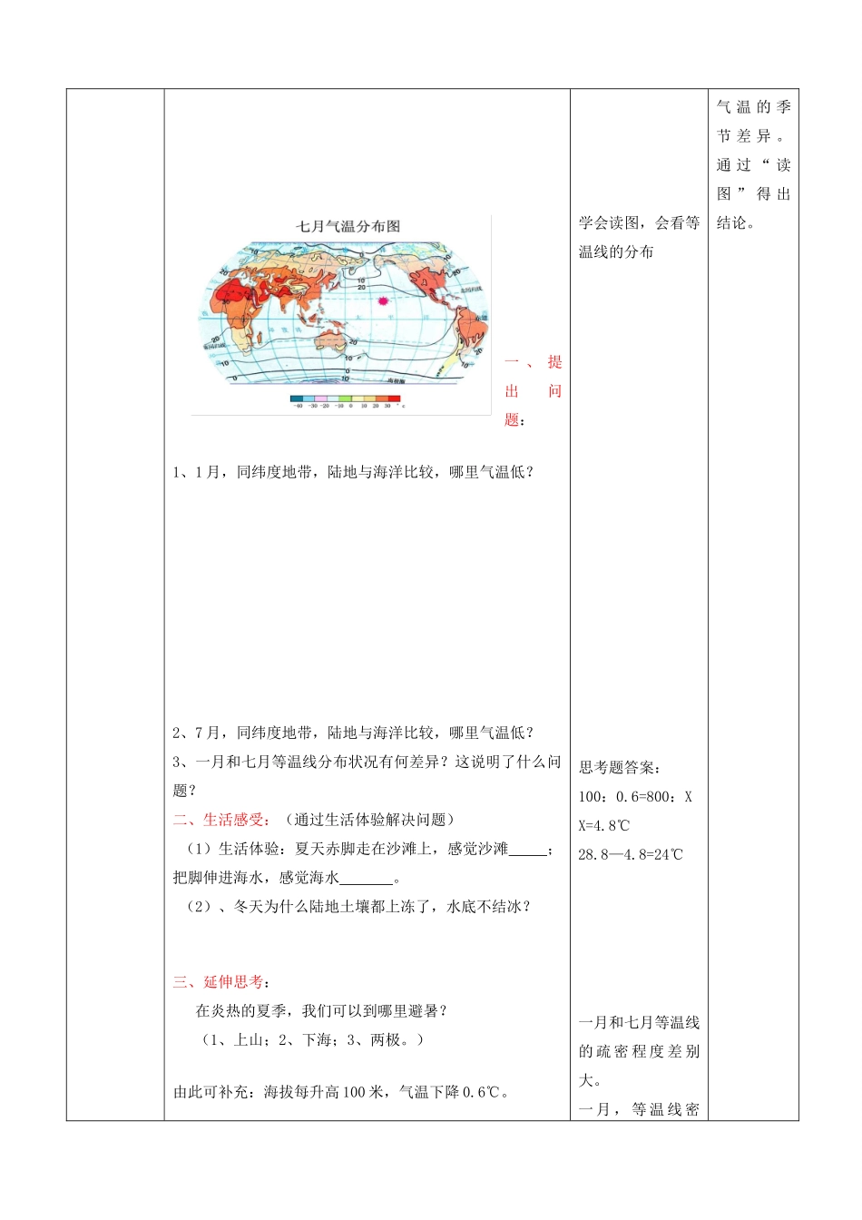（水滴系列）七年级地理上册 4.2《气温的变化与差异》（第2课时）教案 （新版）商务星球版-（新版）商务星球版初中七年级上册地理教案_第3页