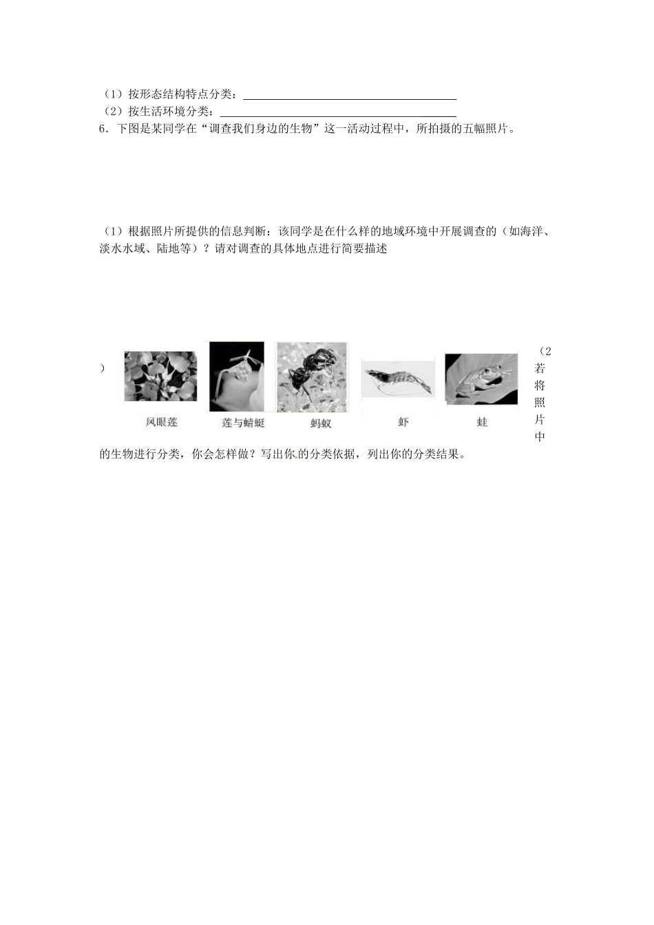 福建省厦门市集美区灌口中学七年级生物上册 调查周边环境中的生物学案（无答案）（新版）新人教版_第2页