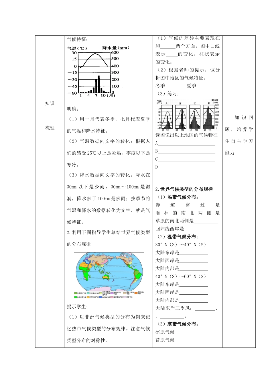 （水滴系列）七年级地理上册 第四单元 天气与气候复习教案 （新版）商务星球版-（新版）商务星球版初中七年级上册地理教案_第2页