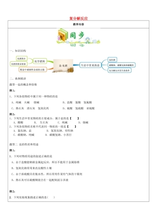 黑龙江省哈尔滨市九年级化学教师辅导材料 复分解反应教案-人教版初中九年级全册化学教案