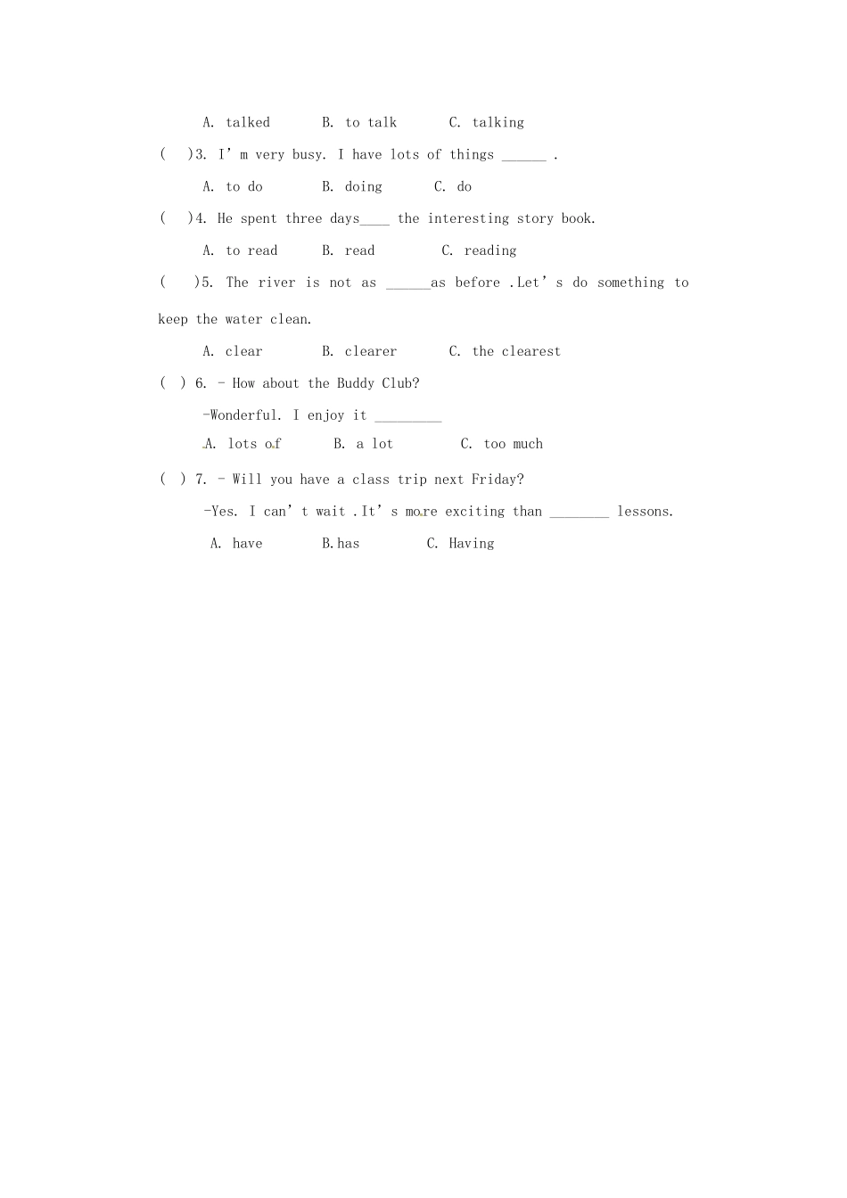 江苏省沭阳县广宇学校八年级英语上册 Unit2 Reading（3）学案（无答案） 牛津版_第2页