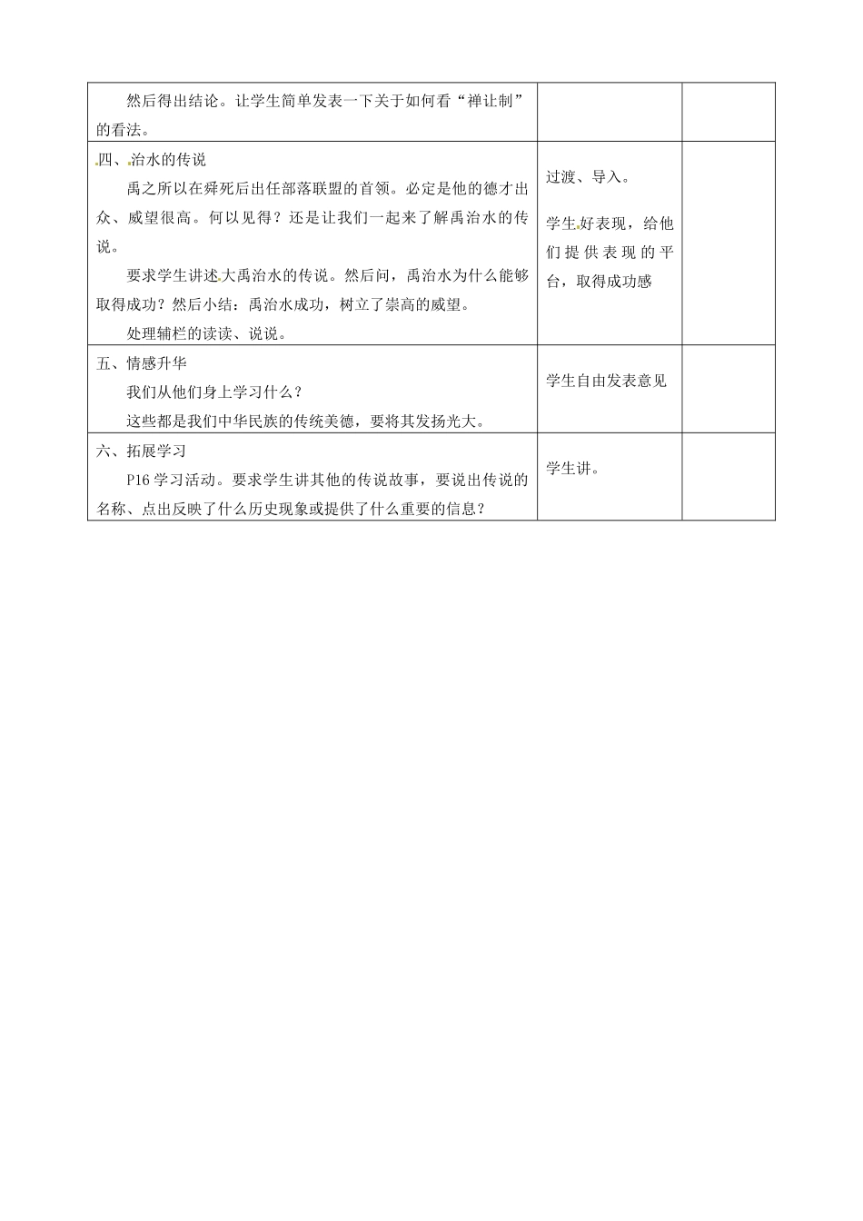 江苏省东台市唐洋镇中学七年级历史上册《第3课 华夏之祖 》教案 新人教版_第2页