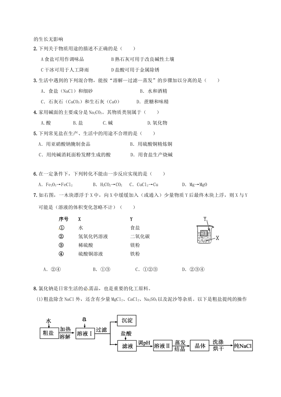 广东省珠海十中九年级化学下册《11.1 生活中常见的盐（第一课时）》导学案（无答案） 新人教版_第3页