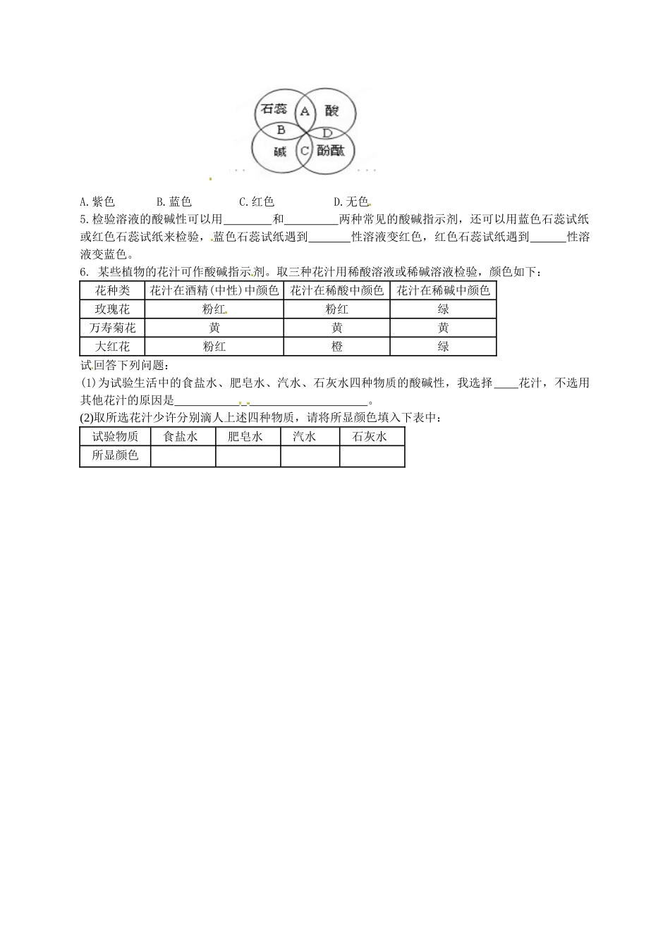 河北省滦南县青坨营中学九年级化学下册《溶液的酸碱性》教案 （新版）新人教版_第3页