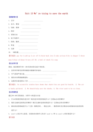 北大绿卡九年级英语全册 Unit 13 We’re trying to save the earth（第2课时）Section A（3a-4c）导学案 （新版）人教新目标版-（新版）人教新目标版初中九年级全册英语学案