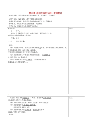 福建省福清西山中学七年级地理下册 第六章 我们生活的大洲—亚洲复习教案 （新版）新人教版