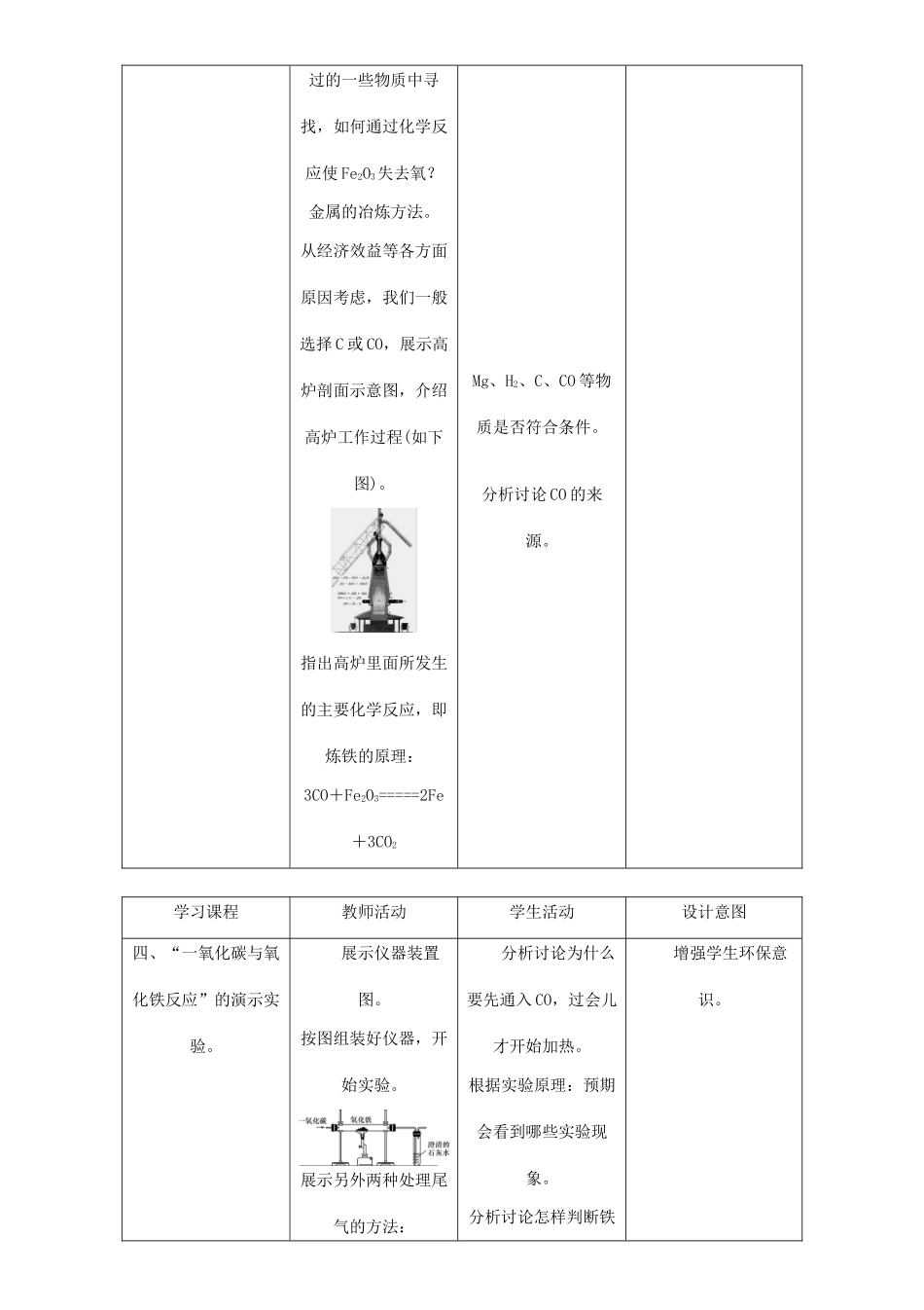 （遵义专版）秋九年级化学上册 第5章 金属的冶炼与利用 第2节 金属矿物 铁的冶炼教案 沪教版-沪教版初中九年级上册化学教案_第3页