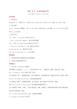 贵州省习水县七年级英语下册 Unit 6 I’m watching TV Section A（1a-2d）导学案 （新版）人教新目标版-（新版）人教新目标版初中七年级下册英语学案