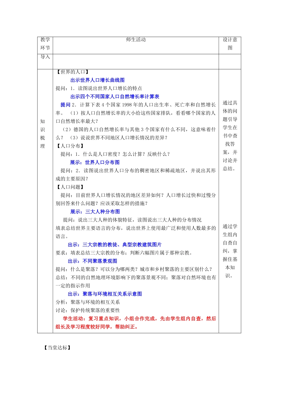 （水滴系列）七年级地理上册 第五章《世界的居民》复习教案 （新版）商务星球版-（新版）商务星球版初中七年级上册地理教案_第2页