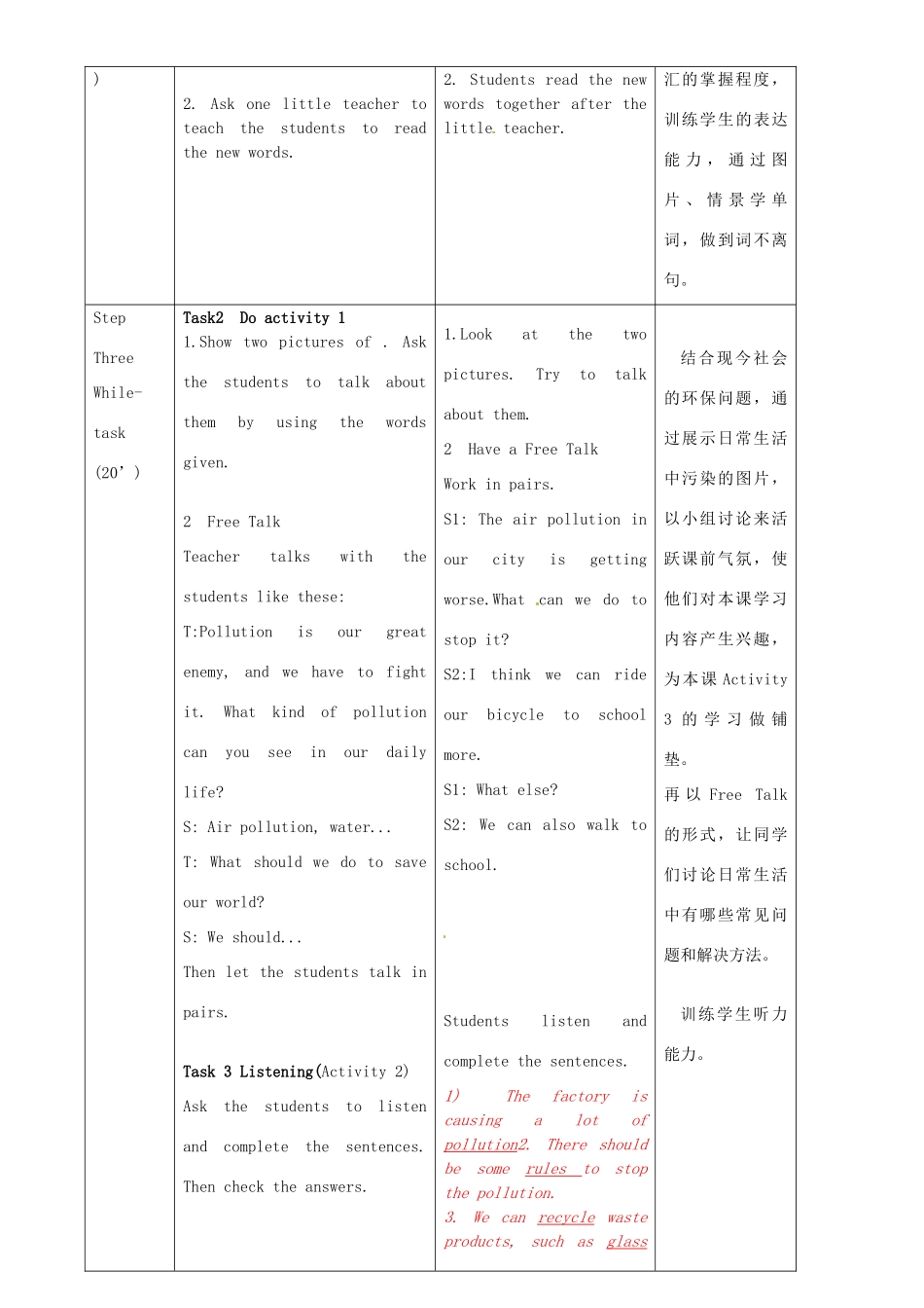 广东省惠东县惠东中学九年级英语上册 Module 12 Unit 1 If everyone starts to do something, the world will be saved教学案 （新版）外研版_第2页