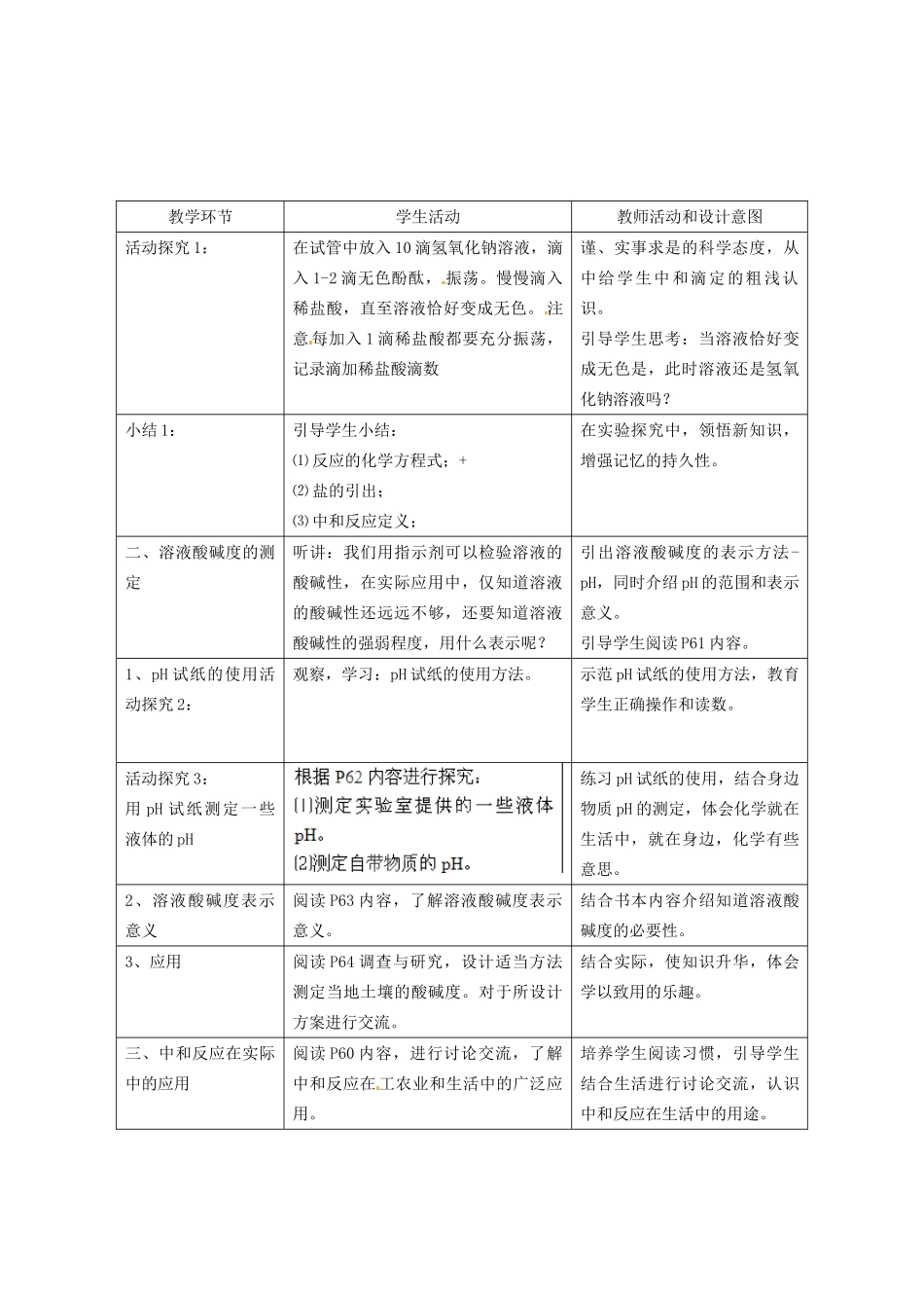 福建省厦门市集美区灌口中学九年级化学下册 第十单元 课题2 酸和碱之间会发生什么反应教案 新人教版_第3页