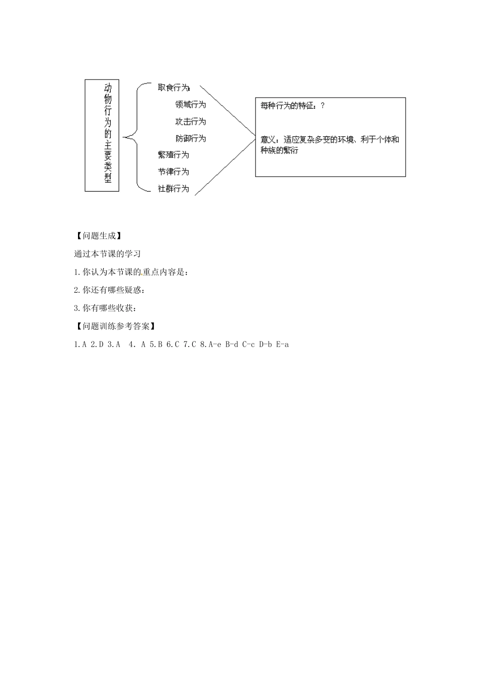 八年级生物上册 5.16.2 动物行为的主要类型导学案 北师大版-北师大版初中八年级上册生物学案_第3页