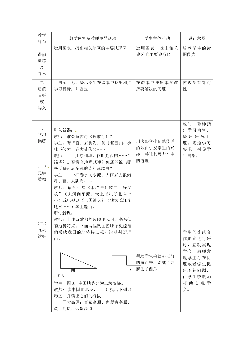 北京市豆各庄中学七年级地理上册 中国地形教案 新人教版_第2页