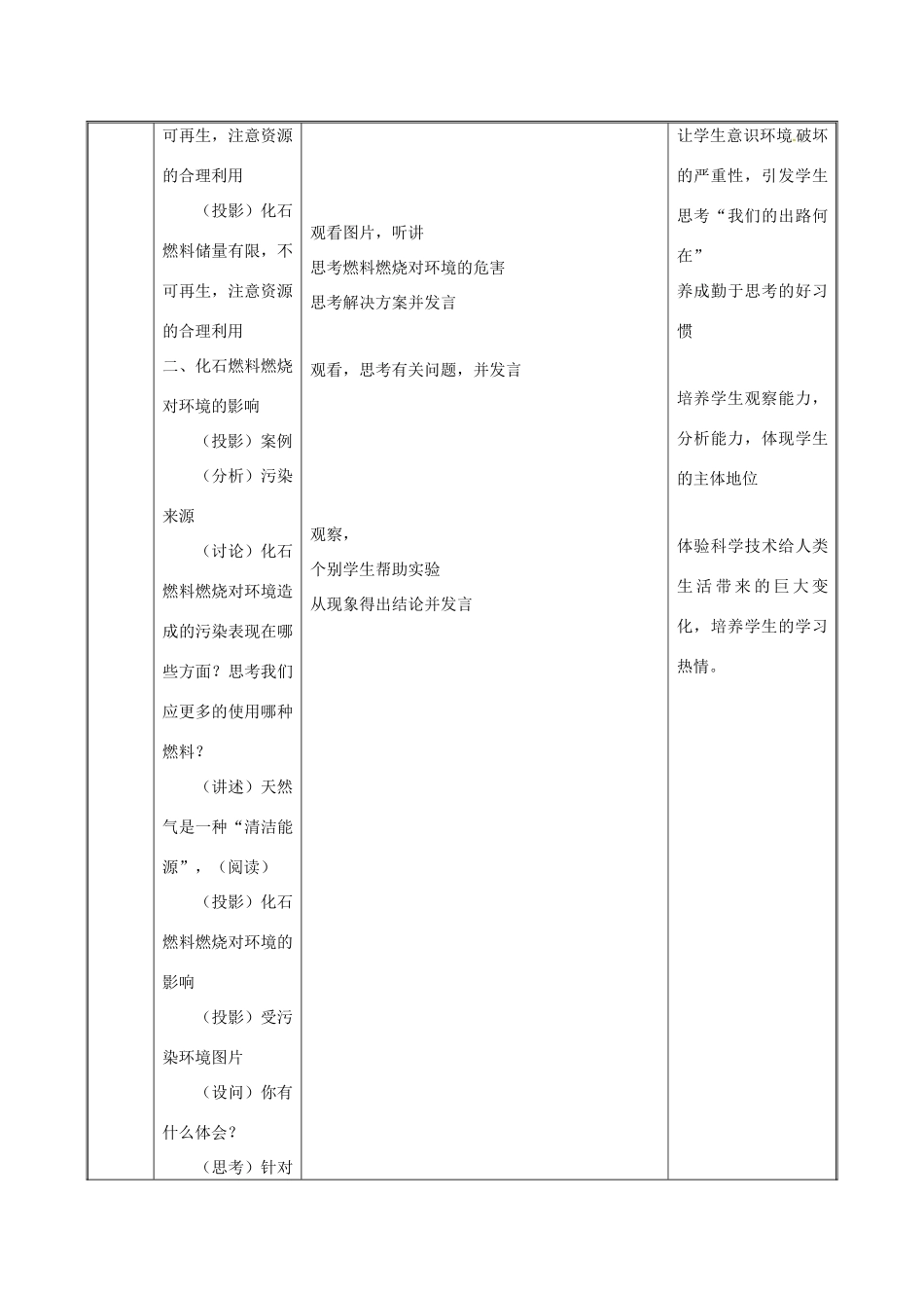 湖南省益阳市资阳区迎丰桥镇九年级化学上册 第五章 燃料 5.4 古生物的“遗产”—化石燃料教案 （新版）粤教版-（新版）粤教版初中九年级上册化学教案_第3页