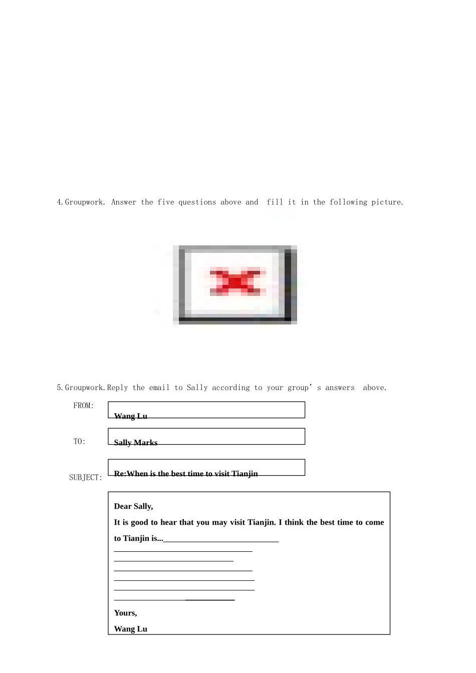 八年级英语上册 Module 10 The weather Unit 3 Language in use导学案 （新版）外研版-（新版）外研版初中八年级上册英语学案_第3页
