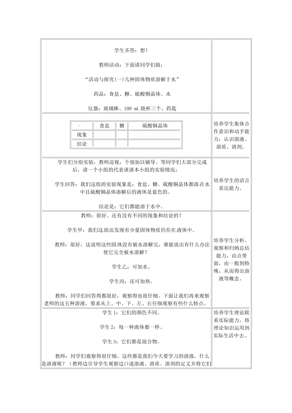 江苏省大丰市万盈二中九年级化学下册《9.1 溶液的形成》教案（2） 人教新课标版_第2页