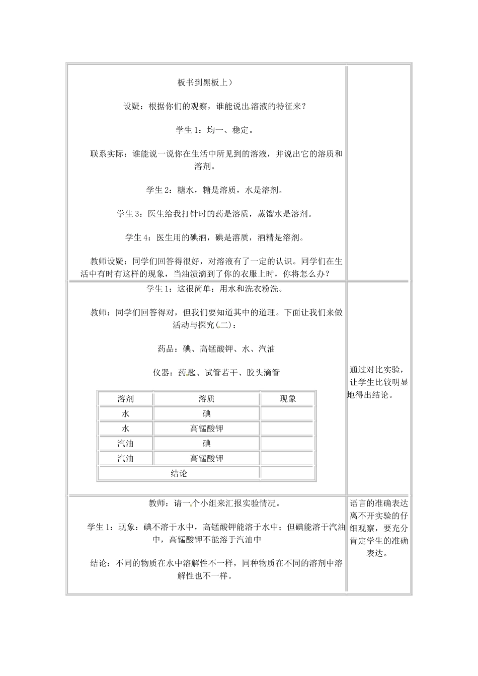 江苏省大丰市万盈二中九年级化学下册《9.1 溶液的形成》教案（2） 人教新课标版_第3页