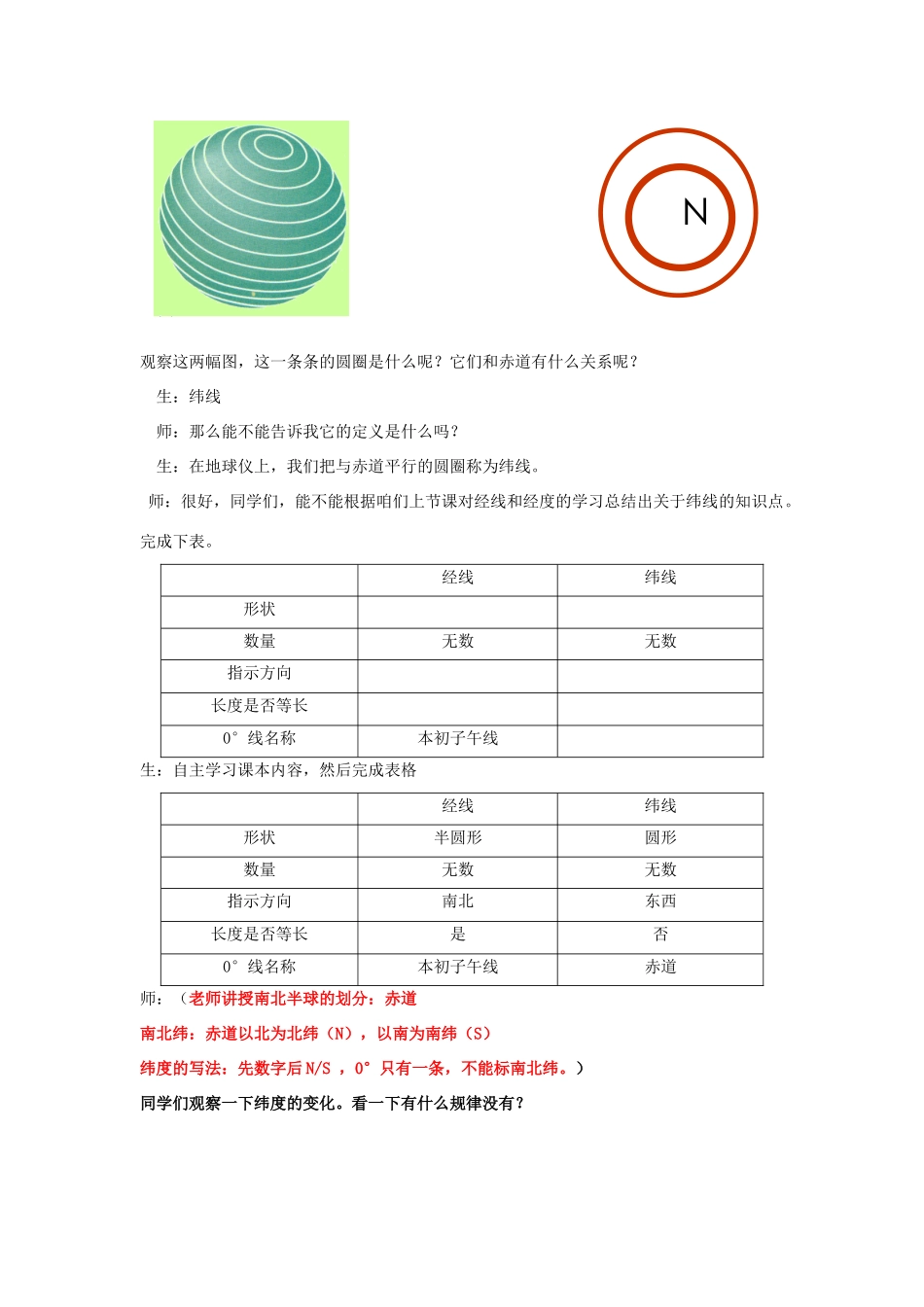 （水滴系列）七年级地理上册 第一章 第二节 地球仪和经纬网教案 （新版）商务星球版-（新版）商务星球版初中七年级上册地理教案_第2页
