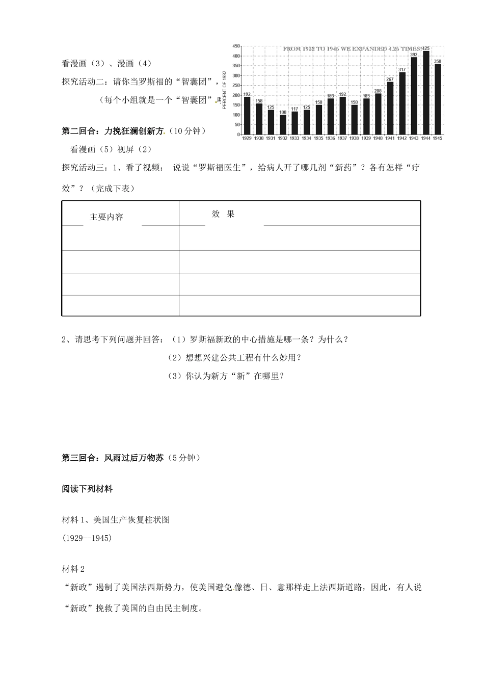 湖南师范大学附属中学九年级历史下册《第4课 资本主义世界经济危机和罗斯福新政》教学设计 岳麓版_第3页