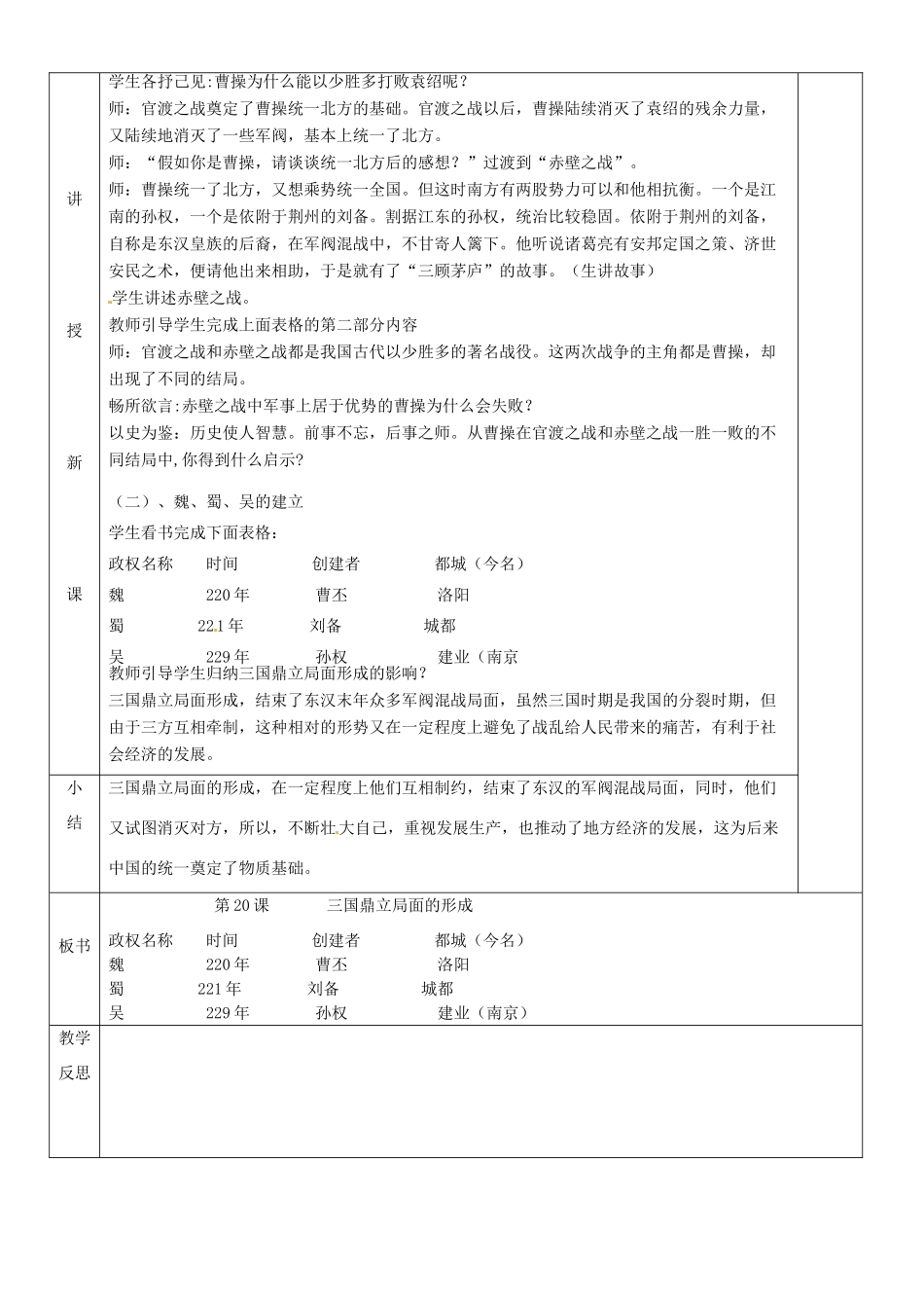 黑龙江省哈尔滨市第四十一中学七年级历史上册 第20课 三国鼎立局面的形成教案 北师大版_第2页