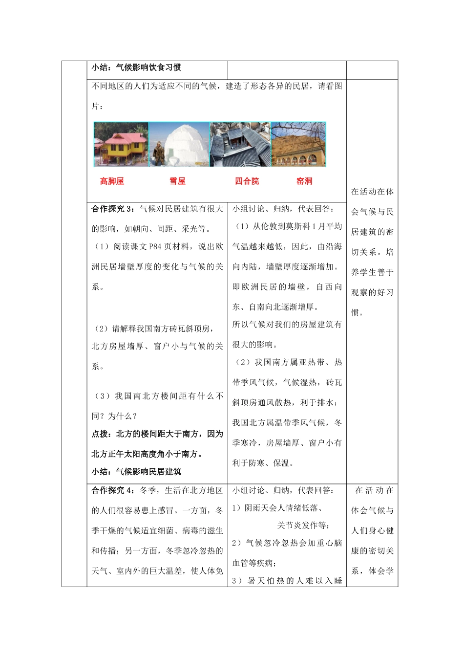（水滴系列）七年级地理上册 第四章 活动课 气候与我们的生产生活教案1 （新版）商务星球版-（新版）商务星球版初中七年级上册地理教案_第3页