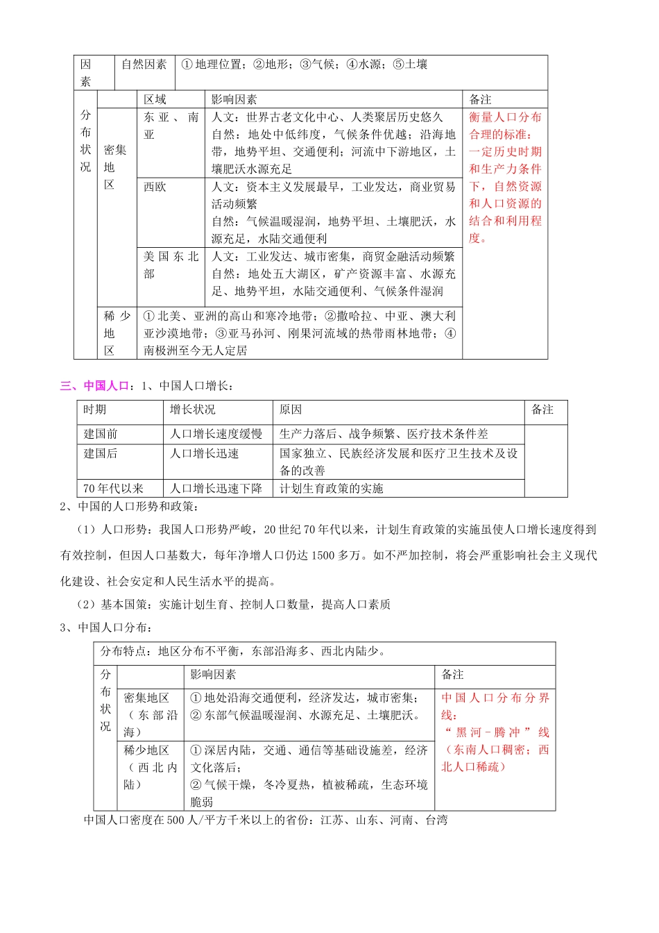 湖北省安陆市德安初级中学中考地理《人口、资源与环境》复习教案 新人教版_第2页