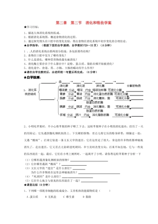 湖南省茶陵县世纪星实验学校七年级生物《第二章第二节消化和吸收》学案》教案 人教新课标版
