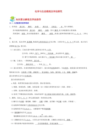 江苏省九年级化学教师辅导讲义 化学与生活教材梳理-人教版初中九年级全册化学教案