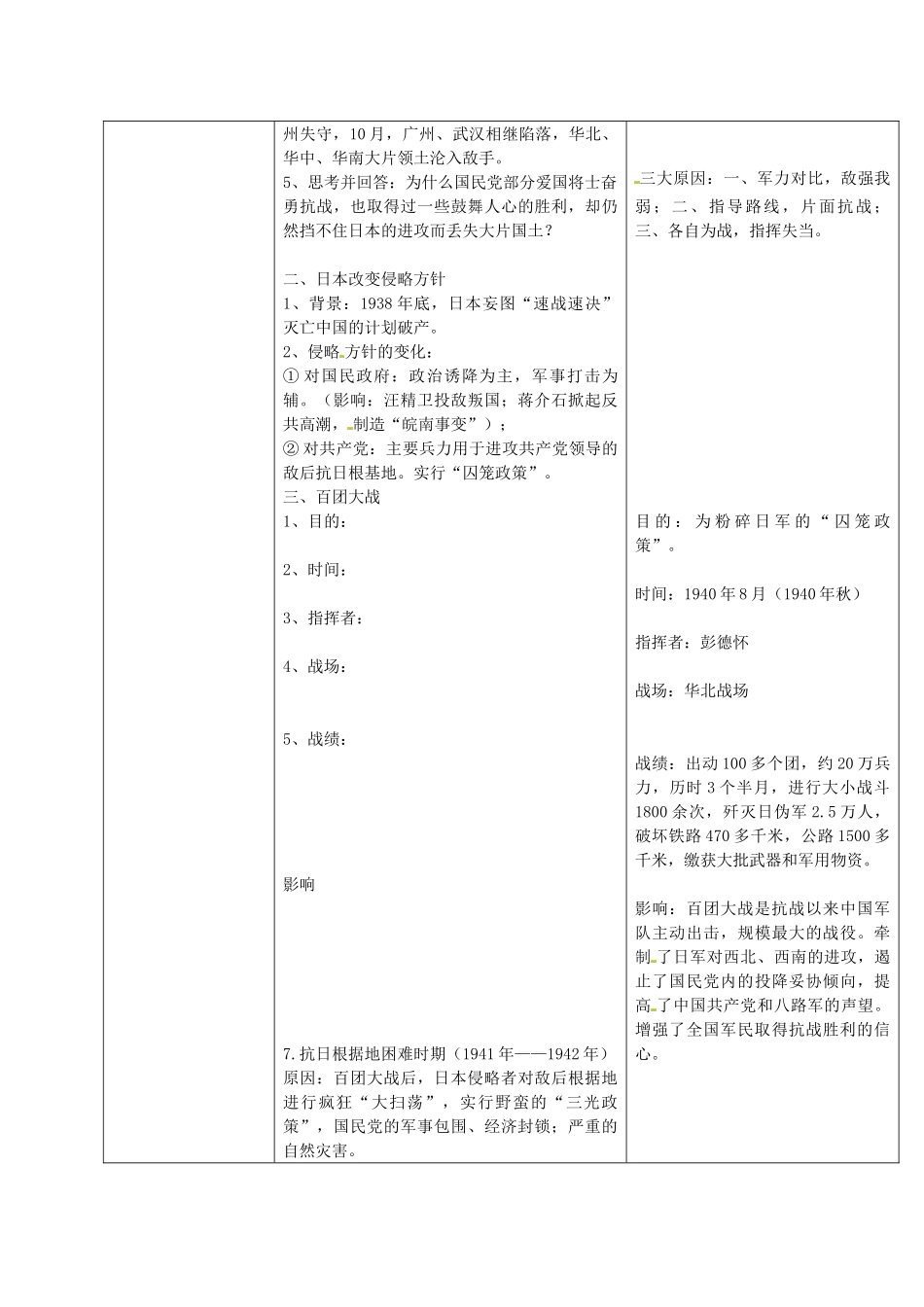 八年级历史上册 第14课 同仇敌忾 抗战到底教案2 华东师大版-华东师大版初中八年级上册历史教案_第2页
