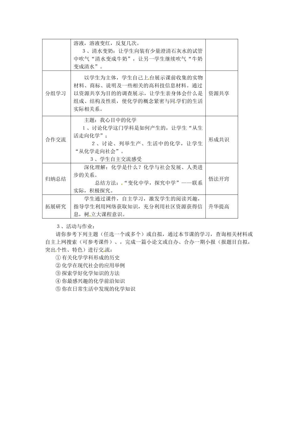 河南省安阳市第十四中学九年级化学上册 第一单元 课题1 化学使世界变得更加绚丽多彩教案 新人教版_第2页