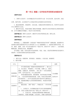 河南省安阳市第十四中学九年级化学上册 第一单元 课题1 化学使世界变得更加绚丽多彩教案 新人教版