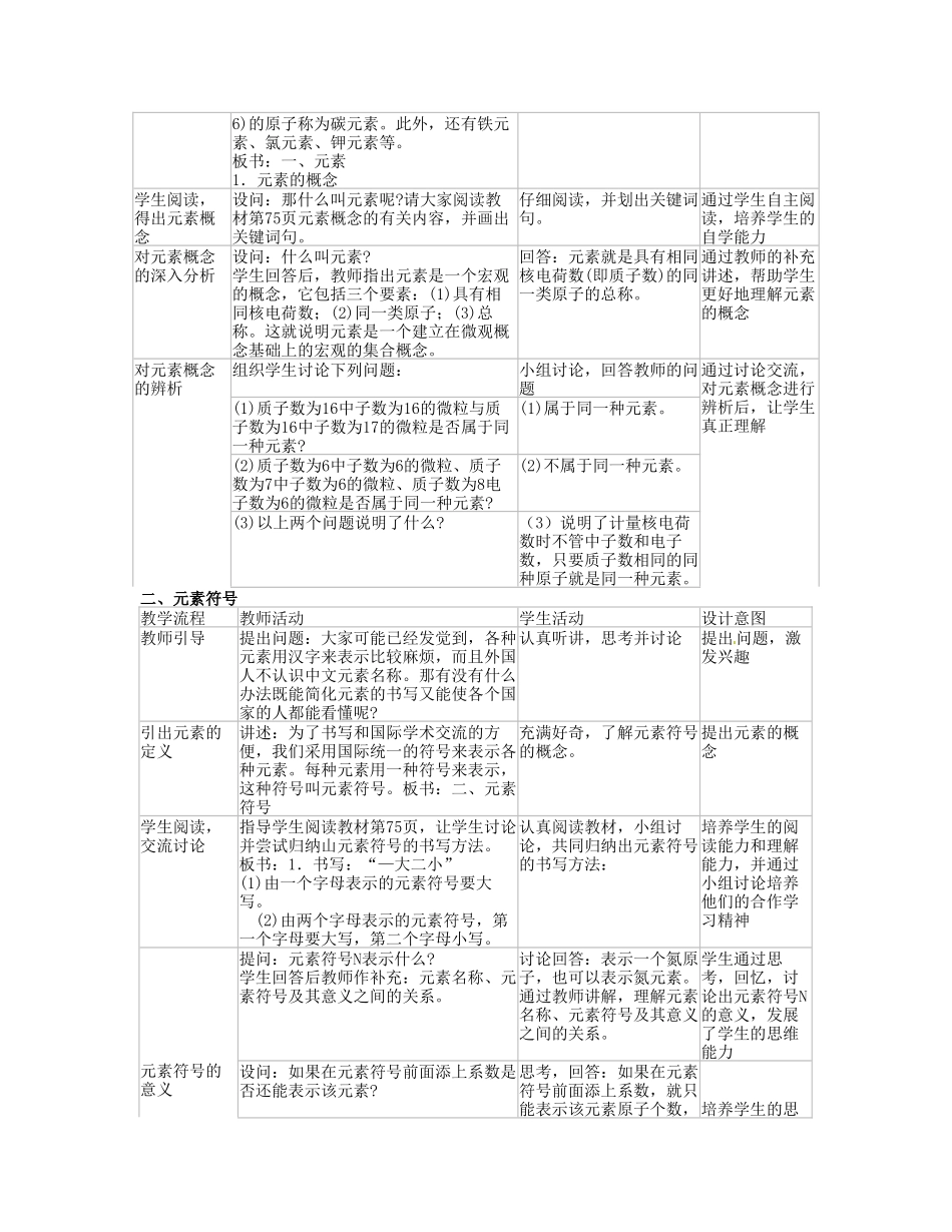 江苏省丹阳市前艾中学九年级化学全册《组成物质的化学元素（第1课时）》教案 沪教版_第2页