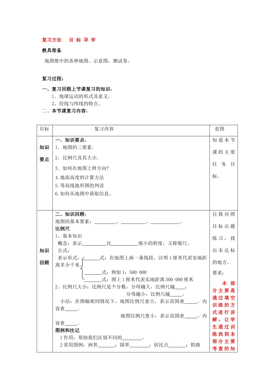 （水滴系列）七年级地理上册 第二章 地图复习教案 （新版）商务星球版-（新版）商务星球版初中七年级上册地理教案_第2页