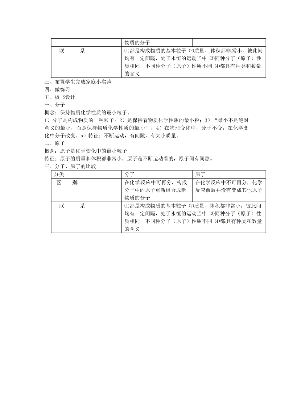 江苏省大丰市万盈二中九年级化学《课题2 分子和原子》教案 人教新课标版_第2页