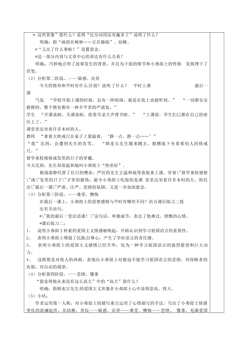江苏省连云港市灌云县伊芦中学八年级语文上册 最后一课（第1课时）教学案 苏教版_第2页